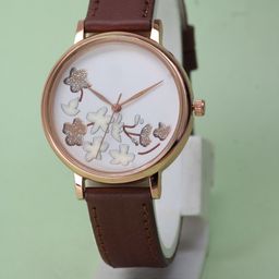 VIRAKTI Unisex Brass Printed Dial & Leather Wrap Around Straps Analogue Watch G-02-BROWN-G-image-93