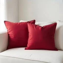 Aurave Maroon 2 Pieces Pure Cotton 210 TC Soft & Comfortable Square Cushion Covers-6