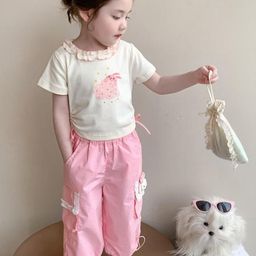 LULU & SKY Girls Animal Printed Pure Cotton T-shirt With Pants-image-55
