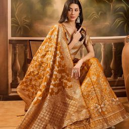 Suha Women Yellow Art Silk Woven Design Unstitched Lehenga Choli-picture-21