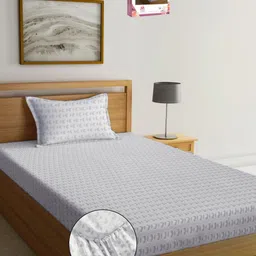 Myntra Elegant Homes Grey Abstract Printed 300 TC Single Bedsheet Set 2.20 m x 1.50 m-image-2