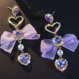 Estailo fashion Artificial Stones Studded Heart Shaped Drop Earrings-image-54