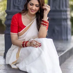 JATRIQQ Plain Saree With Zari Border-image-52