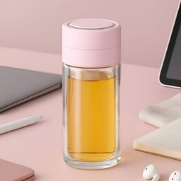 Myntra Elegant Homes Transparent & Pink Single Glass Solid Double Wall Vacuum Water Bottle-6