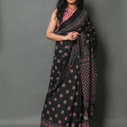 JALTHER Ethnic Motifs Pure Cotton Block Print Saree-42