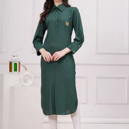 HIGHLIGHT FASHION EXPORT Embellished Shirt Collar Straight Kurta-image-10