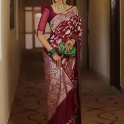 Sitanjali Woven Design Zari Silk Blend Kanjeevaram Saree-image-16