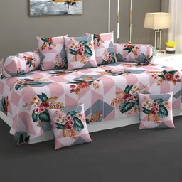 Hiyanshi Home Furnishing 8-Piece Diwan Set1 Bedsheet 5 Cushion Covers 2 Bolster Covers-picture-33