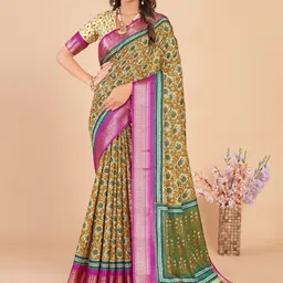 Mitera Floral Zari Silk Blend Sungudi Saree-23