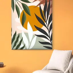 Livin'luxe White & Green Sun And Leaves Printed Canvas Wall Art-picture-29
