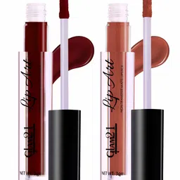 GLAM21 Set Of 2 Lip Art Non Transfer Liquid Lipstick- 3 g Each-Mulled Wine 12-Nude Chai 14-1