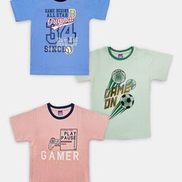 Here&Now X Game Begins Boys Pack of 3 Assorted Typography Printed T-shirts-38