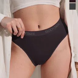 BODYSIZE Women Pack Of 3 Mid-Waist Hipster Briefs AN37-MN-GR-BK-PO3-S-image-6