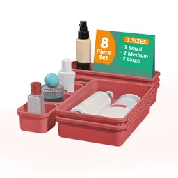 Kuber Industries Pink 8 Pieces Interlocking Desk Organisers-54