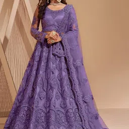 JULEE Embroidered Thread Work Semi-Stitched Lehenga & Unstitched Blouse With Dupatta-23