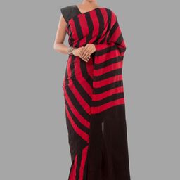 HANDICRAFT PALACE Striped Pure Cotton Block Print Saree-image-7