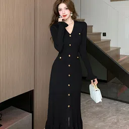 StyleCast x Revolte Women Solid Fit & Flare Midi Dress-image-72
