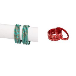 SOMIL Set Of 12 Multi Alloy Artificial Stones & Beads Bangles-picture-14