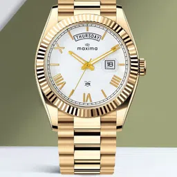 maxima Men Brass Dial & Stainless Steel Bracelet Style Straps Analogue Watch 69101CMGY-image-3