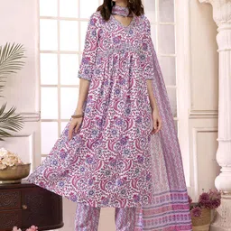 Anouk Floral Printed Empire Anarkali Kurta with Trousers & Dupatta-41