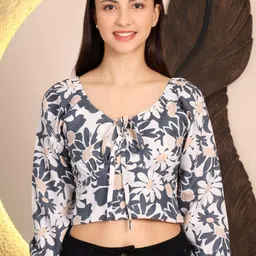 69 FASHION STREET Tie and Dye Print Bishop Sleeves Crop Top-image-89
