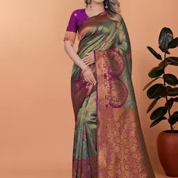 DAATAR Woven Design Zari Banarasi Saree-picture-12