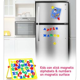 Babyhug 2 in 1  Magnetic Letters and Numbers Learning & Writing Board with Duster & Chalk 49 pieces- Multicolour image 5