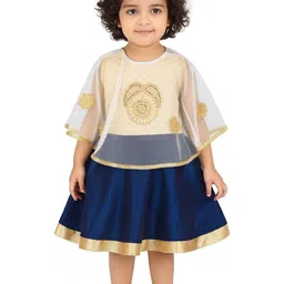 Kids Poncho Dress Dress for Girls Blue-image-31
