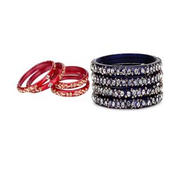 SOMIL Set Of 8 Red & Black Alloy Artificial Stones and Beads Antique Bangles-image-55