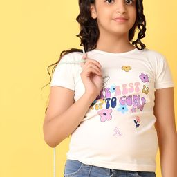 V-Mart Girls Typography Printed Round Neck Cotton T-Shirt-picture-9