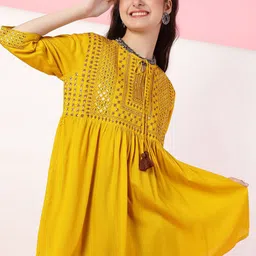 Miss & Chief Embroidered Tie-Up Neck Top-picture-11