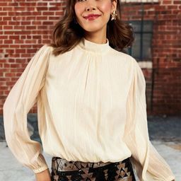 Deewa Print Puff Sleeve Chiffon Blouson Top-image-4