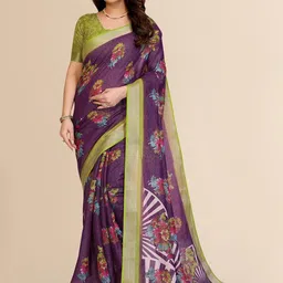 Moda Rapido Thread Embellished Floral Cotton Blend Saree-picture-23