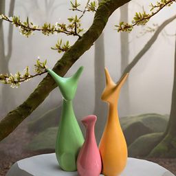 Kraftlik Handicraft Set of 3 Ceramic Deer Figurine Showpieces-image-65