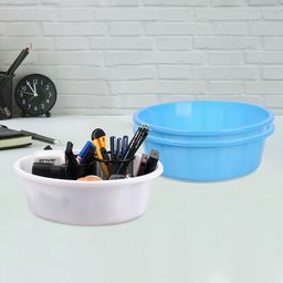 Kuber Industries Sky Blue & White 3 Pieces Desk Organisers 6 ltr-51