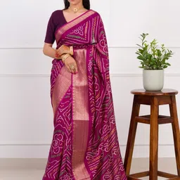 KCPC BANDHANI Purple Silk Cotton Sarees-picture-38