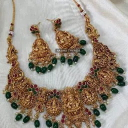 LAFORWORD Gold-Plated Cubic Zirconia-Studded & Beaded Jewellery Set-2