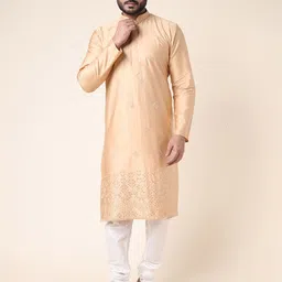 W & G Men Ethnic Motifs Embroidered Kurta with Churidar-image-73