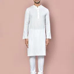 Arihant Rai Sinha Men Striped Thread Work Kurta-image-42