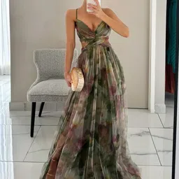 bebe Women Floral Printed Halter Neck Maxi Dress-image-52