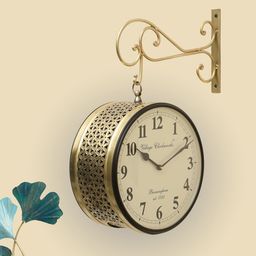 vedas Anvi Metal Unisex Textured Double Sided Metal Classic Wall Clock (8 - Inch)-50