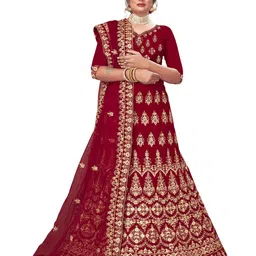 Maroosh Embellished Thread Work Unstitched Lehenga & Blouse With Dupatta-picture-39