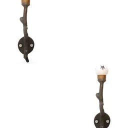 IndianShelf Black & White 2 Pieces Ceramic Star Tree Wall Hooks-10