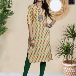 HERE&NOW Selection Of 2 Ethnic Mtifs Printed Round Neck Straight Kurta-image-62