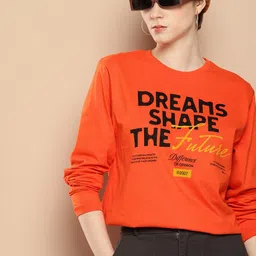 Difference of Opinion Oversized Fit Long Sleeve Typography Printed Pure Cotton T-shirt-image-5