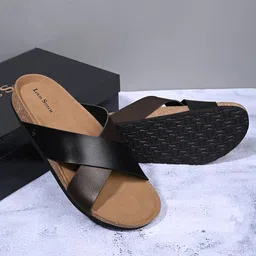 LOUIS STITCH Men Black and Brown Comfy Cork Flip-Flops Slipper for Men-picture-5