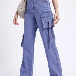 glitchez Women Urban Utility High-Rise Cargo Style Straight Fit Jeans-image-39