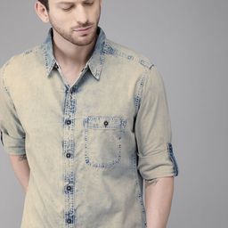 Roadster Men Blue Regular Fit Solid Sustainable Casual Shirt-image-28