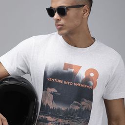 Roadster Men White & Navy Blue Typography Printed T-shirt-image-30