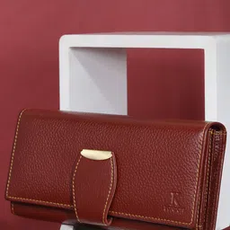 K London Women Maroon Textured Leather Two Fold Wallet-36